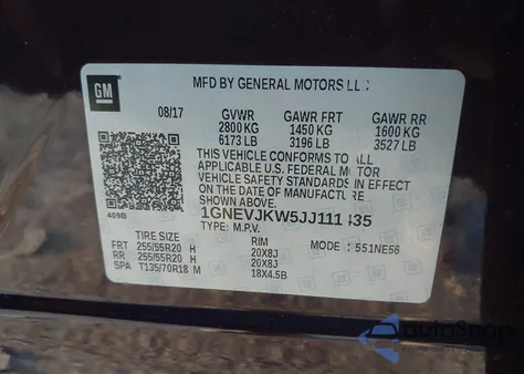 2018 Chevrolet Traverse Premier z USA, uszkodzony, nr VIN 1GNEVJKW5JJ111435